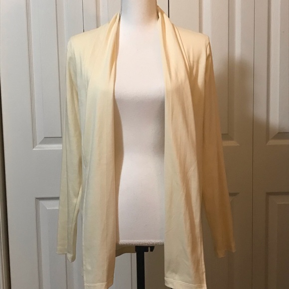 L L Bean Soft Cream Open Front Cardigan - Picture 3 of 5